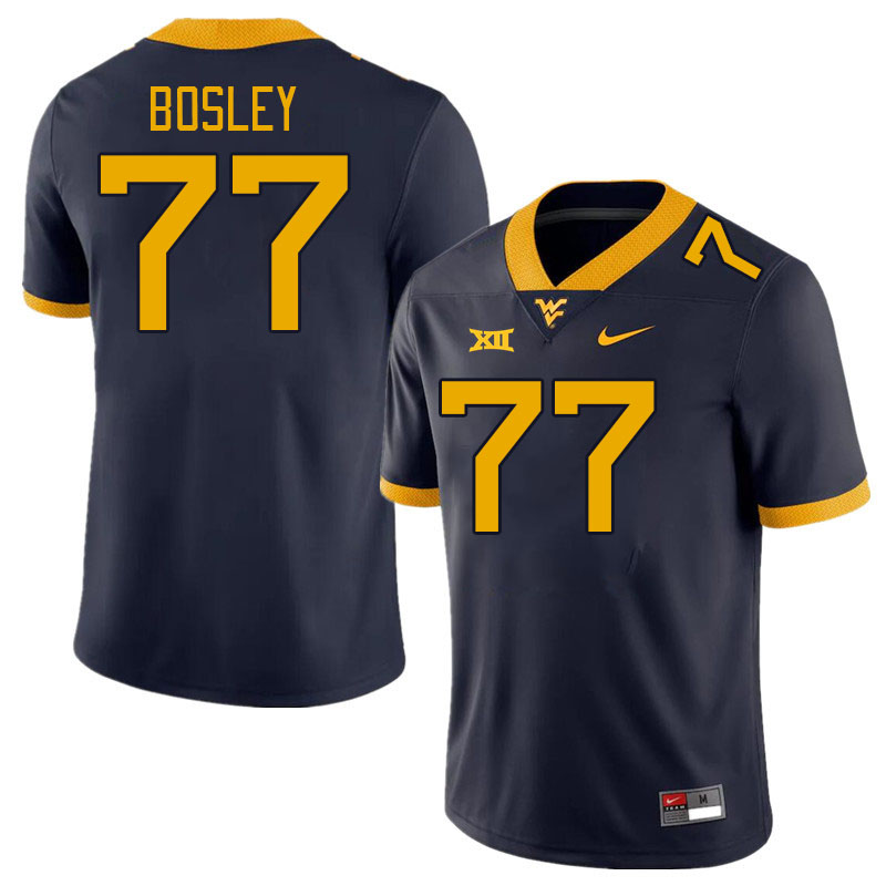 West Virginia Mountaineers #77 Bruce Bosley College Football Jerseys Stitched Sale-Navy